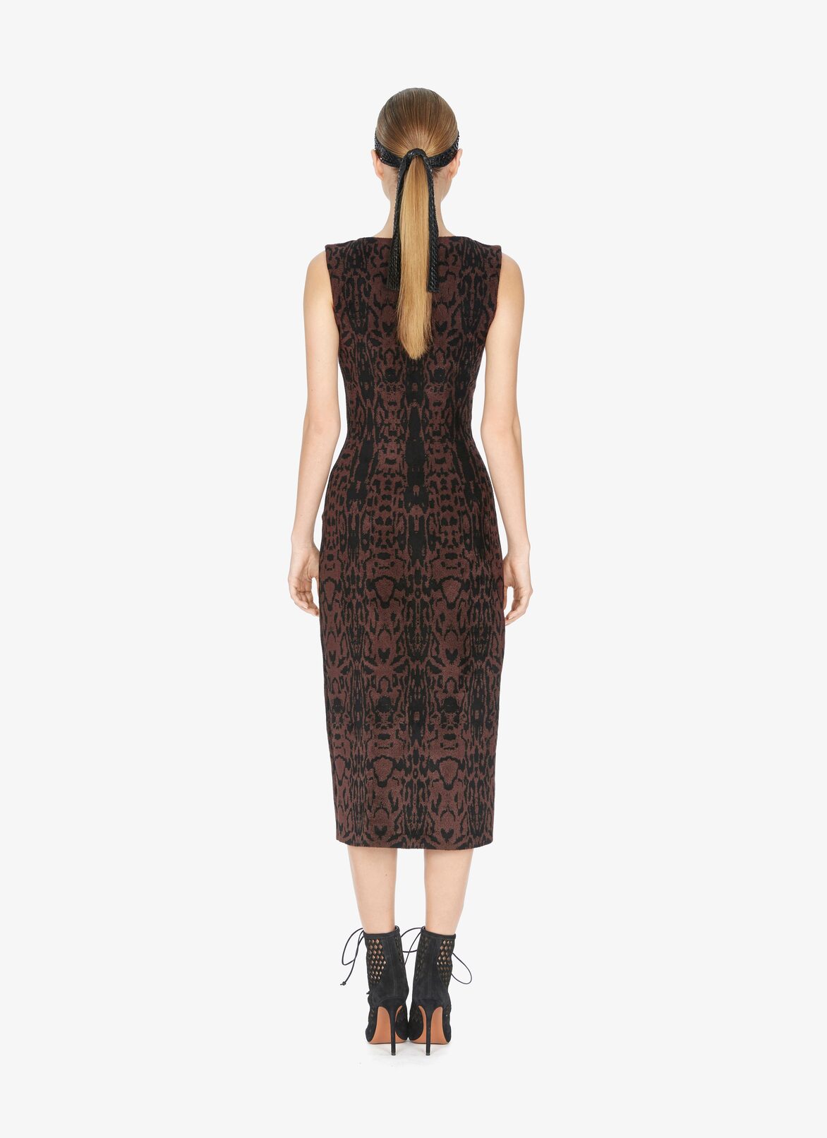 SLEEVELESS DRESS PANTERA BLACK/BRUN ALAÏA BLACK/BROWN  SLEEVELESS DRESS PANTERA BLACK/BRUN